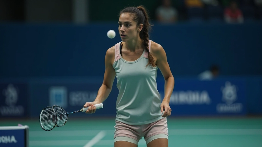 لاعبة ريشة طائرة تعرض الوقفة الصحيحة مع توزيع الوزن المناسب